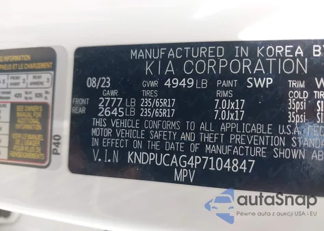 2023 Kia Sportage Hybrid Lx z USA, uszkodzony, nr VIN KNDPUCAG4P7104847